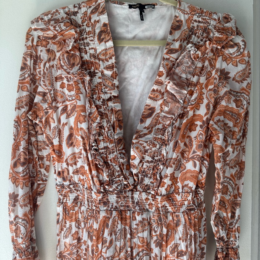Maje Orange and White Floral Maxi Dress - Picture 4 of 7